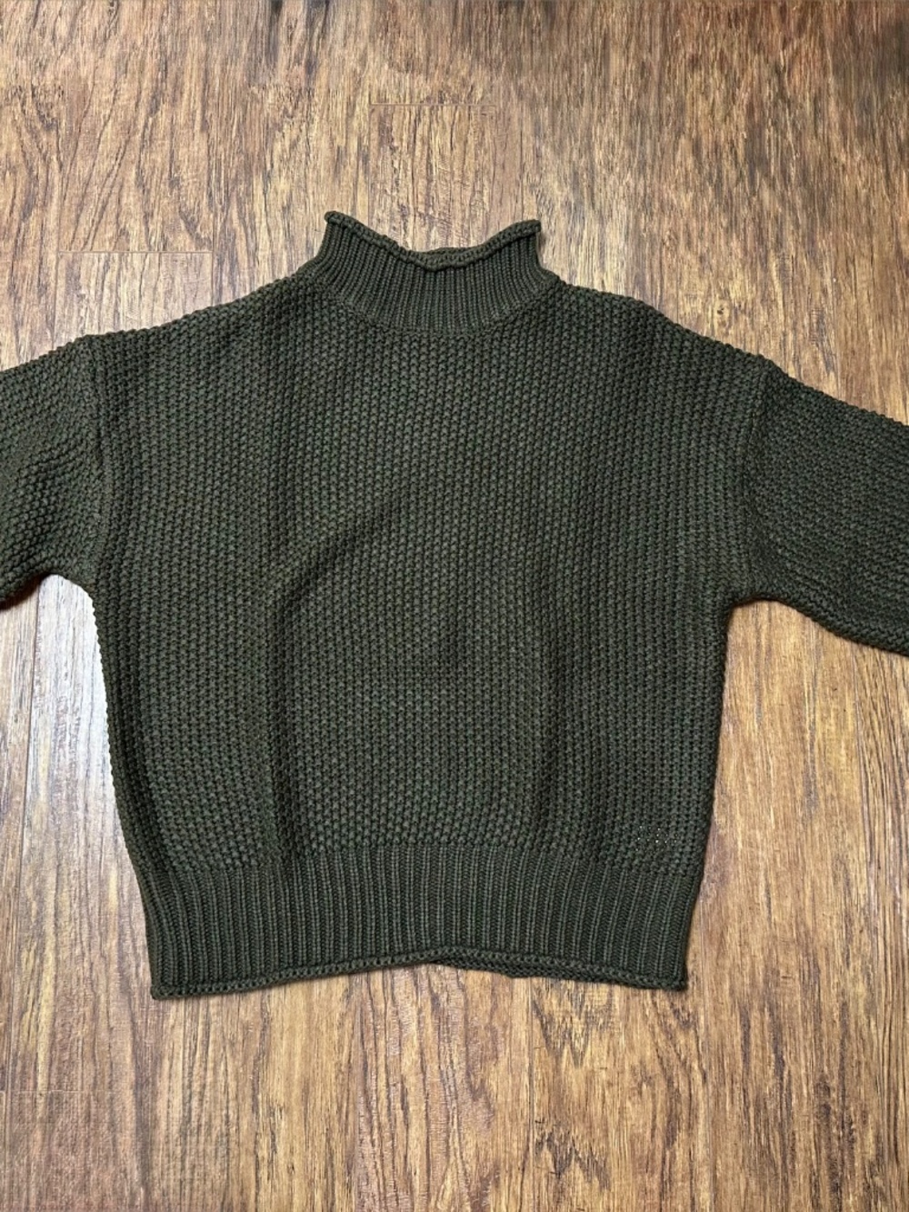 Women's Oversized Mock Pullover Sweater Loose Chucky Knit Army Green Size Small